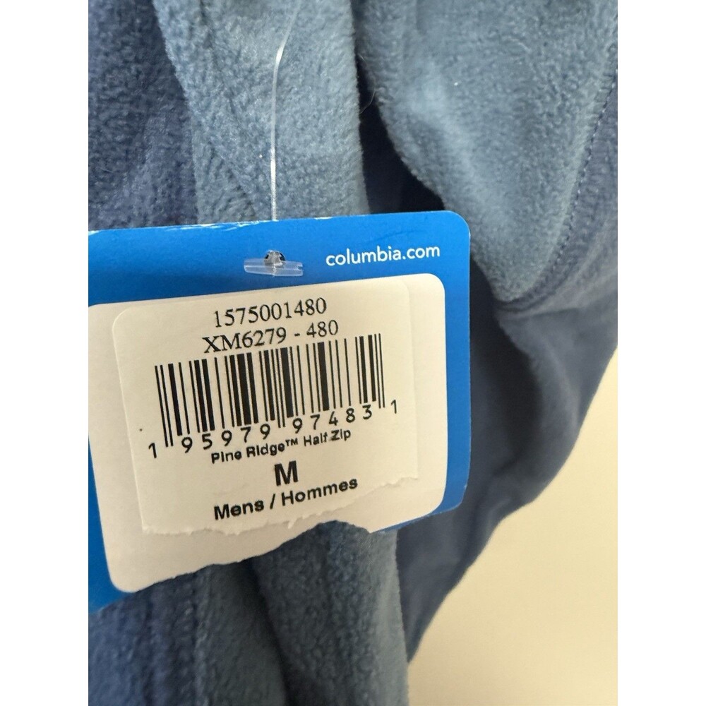 Columbia Pine Ridge Half Zip Pullover Mens Medium Blue Fleece Hiking Top - Picture 5 of 9
